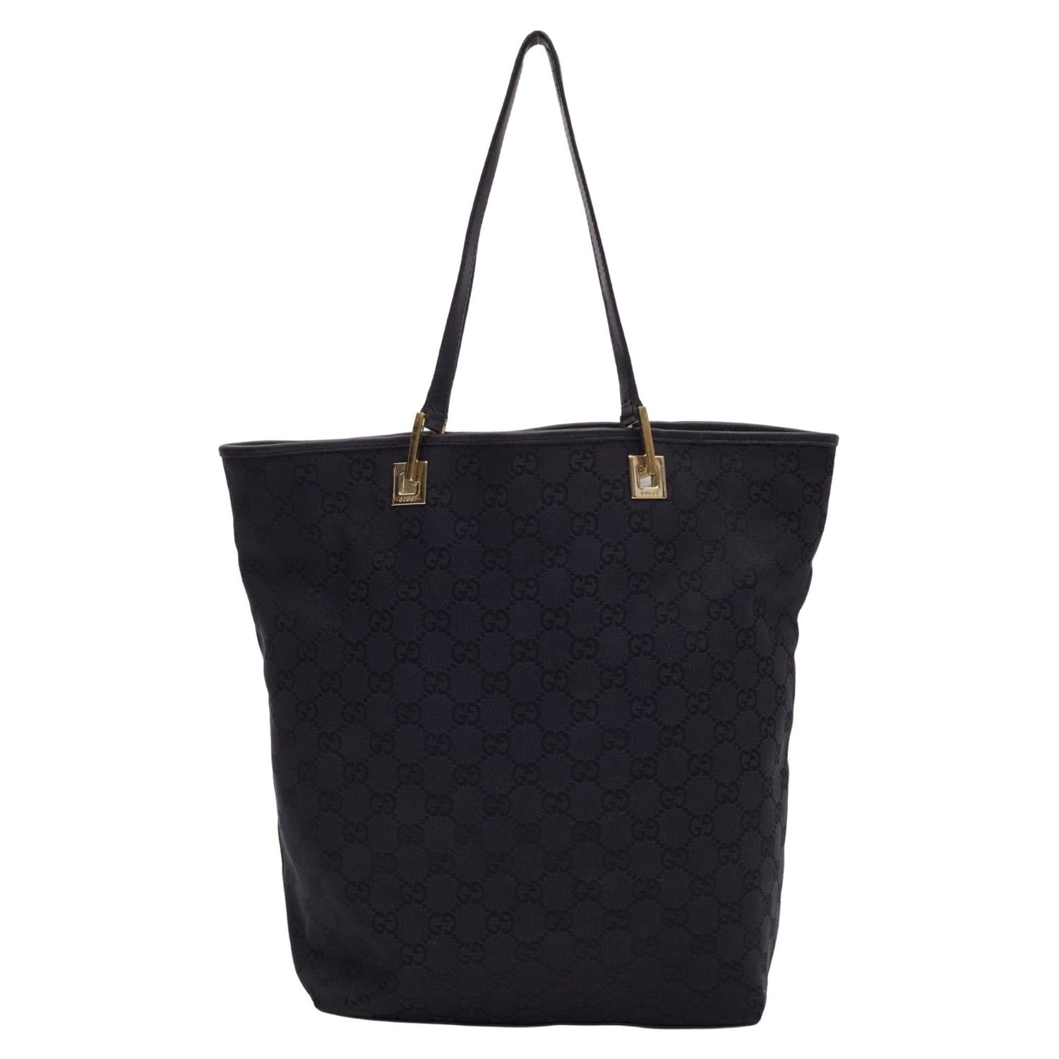 GUCCI VINTAGE GG MONOGRAM CANVAS TOTE BLACK