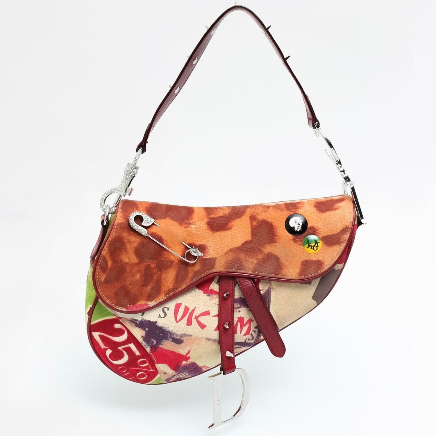 CHRISTIAN DIOR VICTIM EMBELLISHED SADDLE BAG