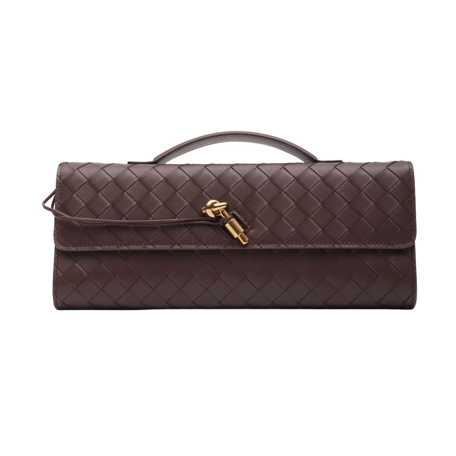 BOTTEGA VENETA BROWN LEATHER ANDIAMO LONG CLUTCH BAG