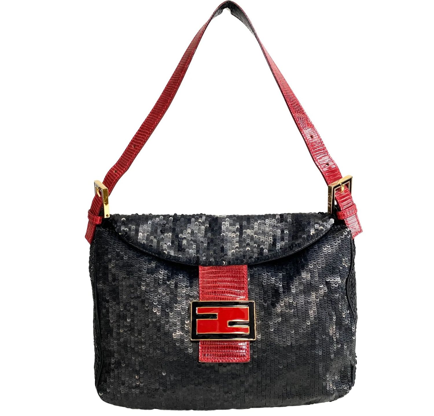 FENDI PYTHON SEQUIN MAMA BAGUETTE BAG SMALL