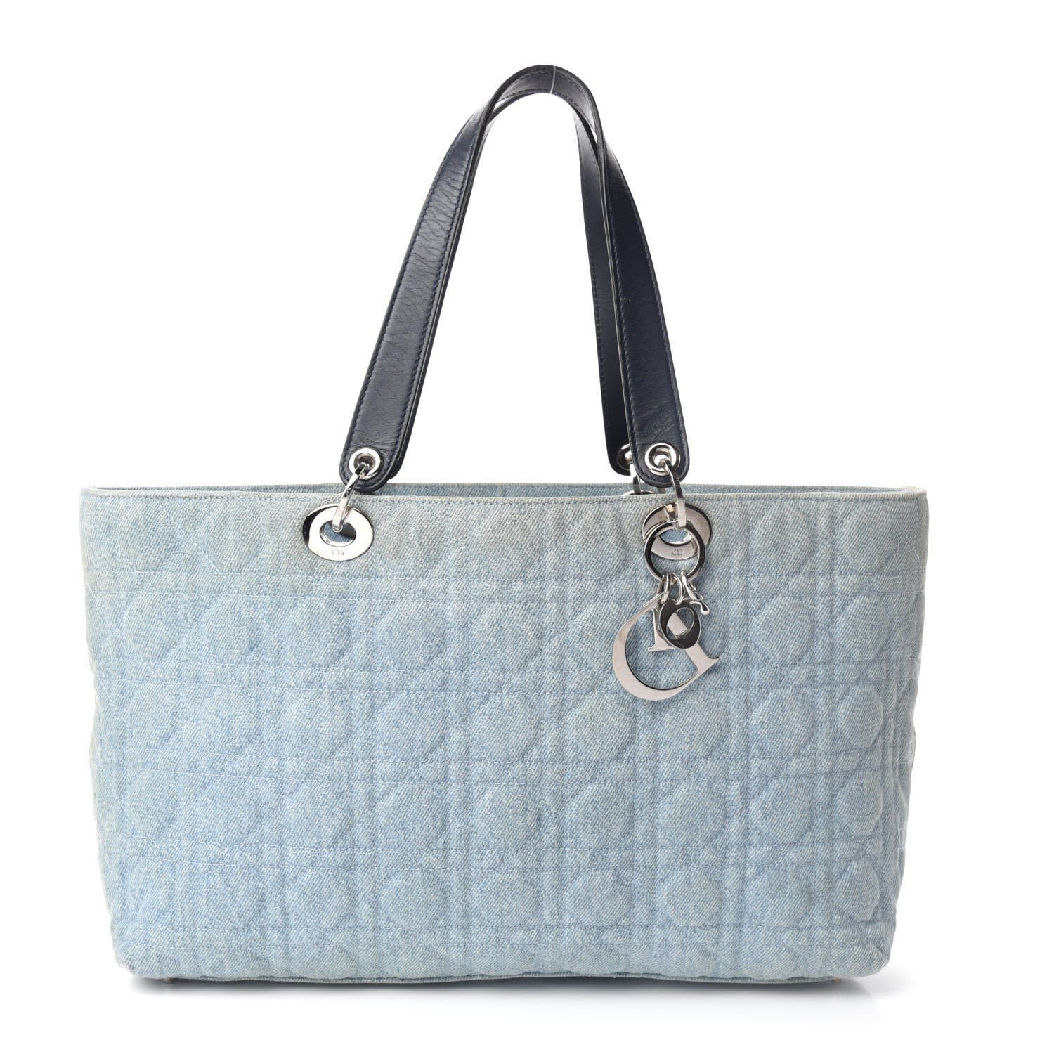 CHRISTIAN DIOR DENIM CANNAGE LIGHT BLUE LADY DIOR SHOPPER TOTE