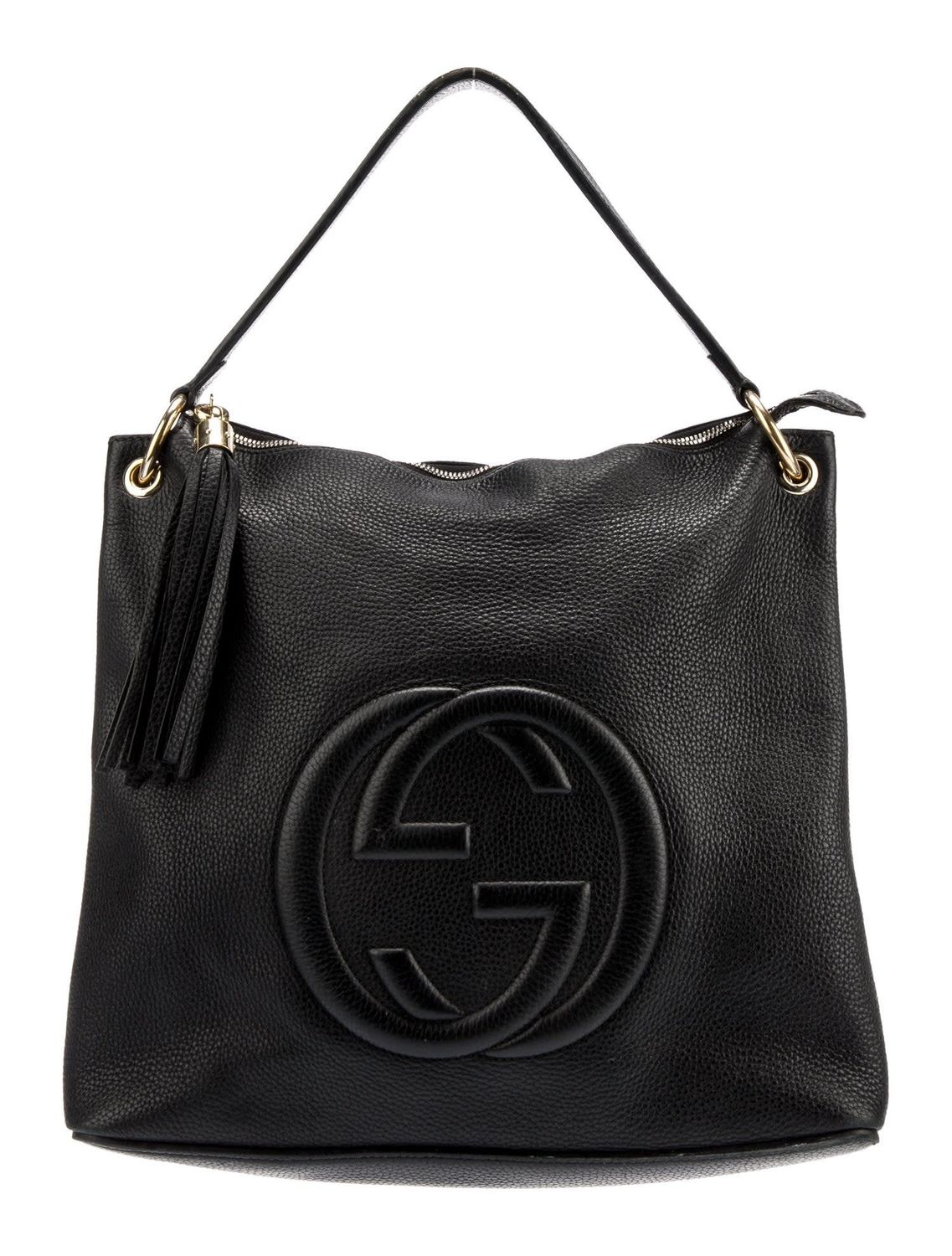 GUCCI BLACK TEXTURED LEATHER SOHO HOBO BAG