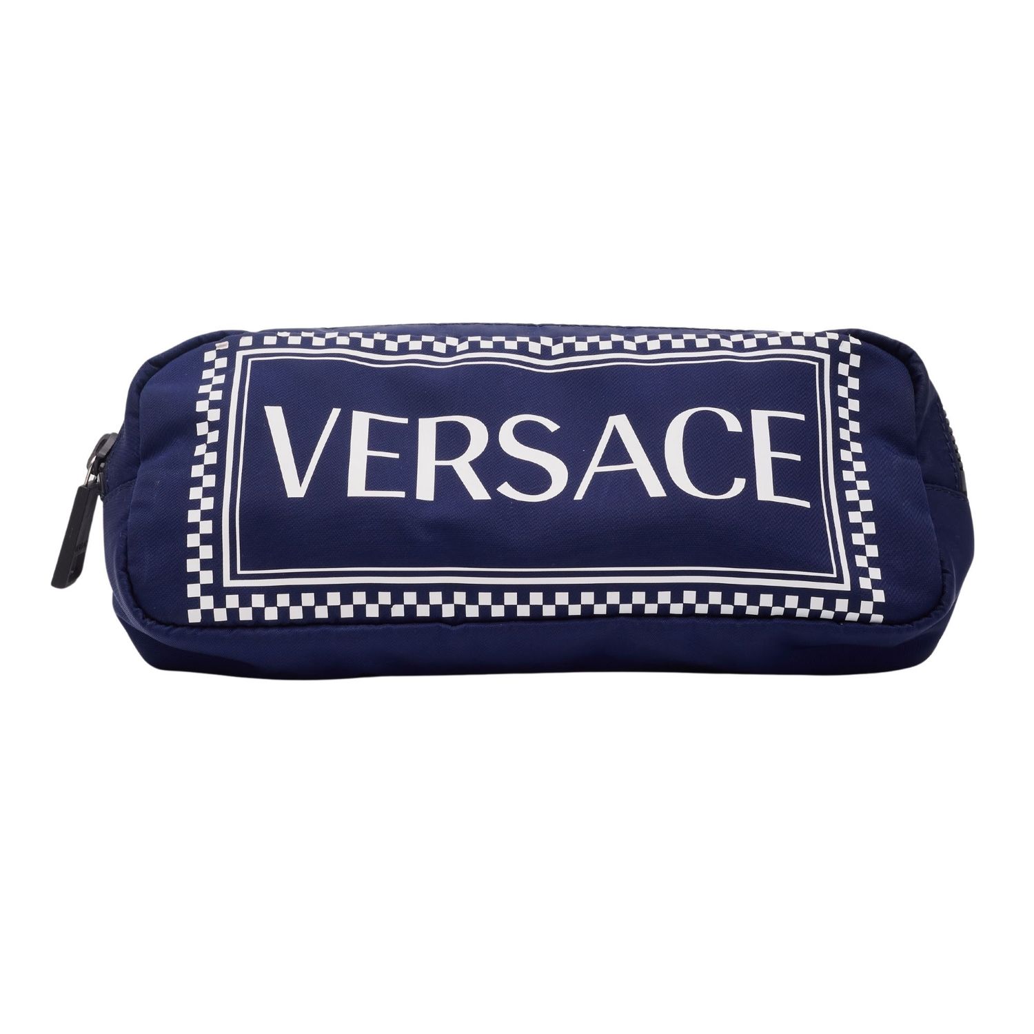 VERSACE NYLON NAVY BLUE LOGO BELT BAG