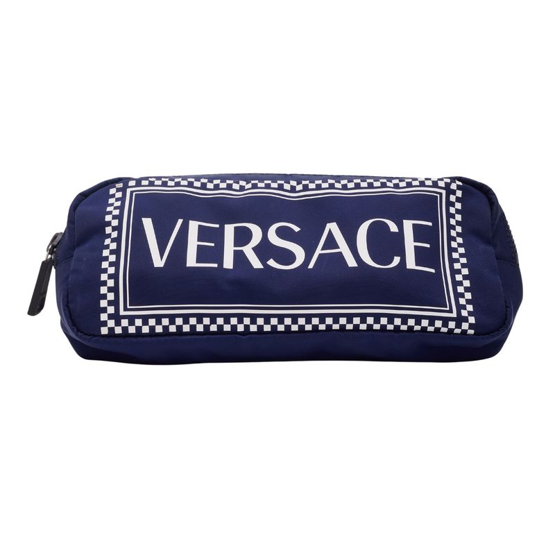 VERSACE NYLON NAVY BLUE LOGO BELT BAG