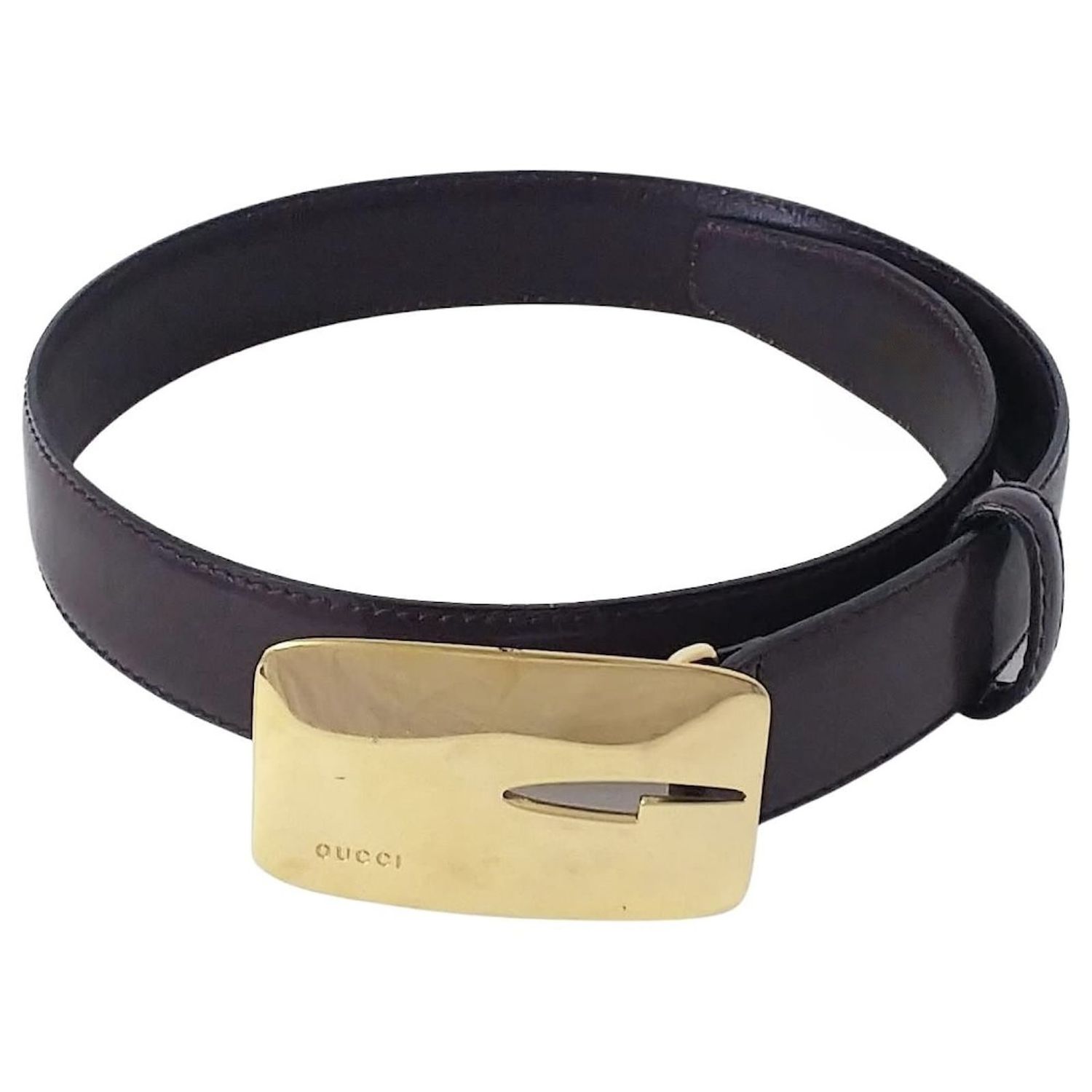 GUCCI TOM FORD 1996 ICONIC GOLD LOGO BROWN LEATHER BELT (75/30)