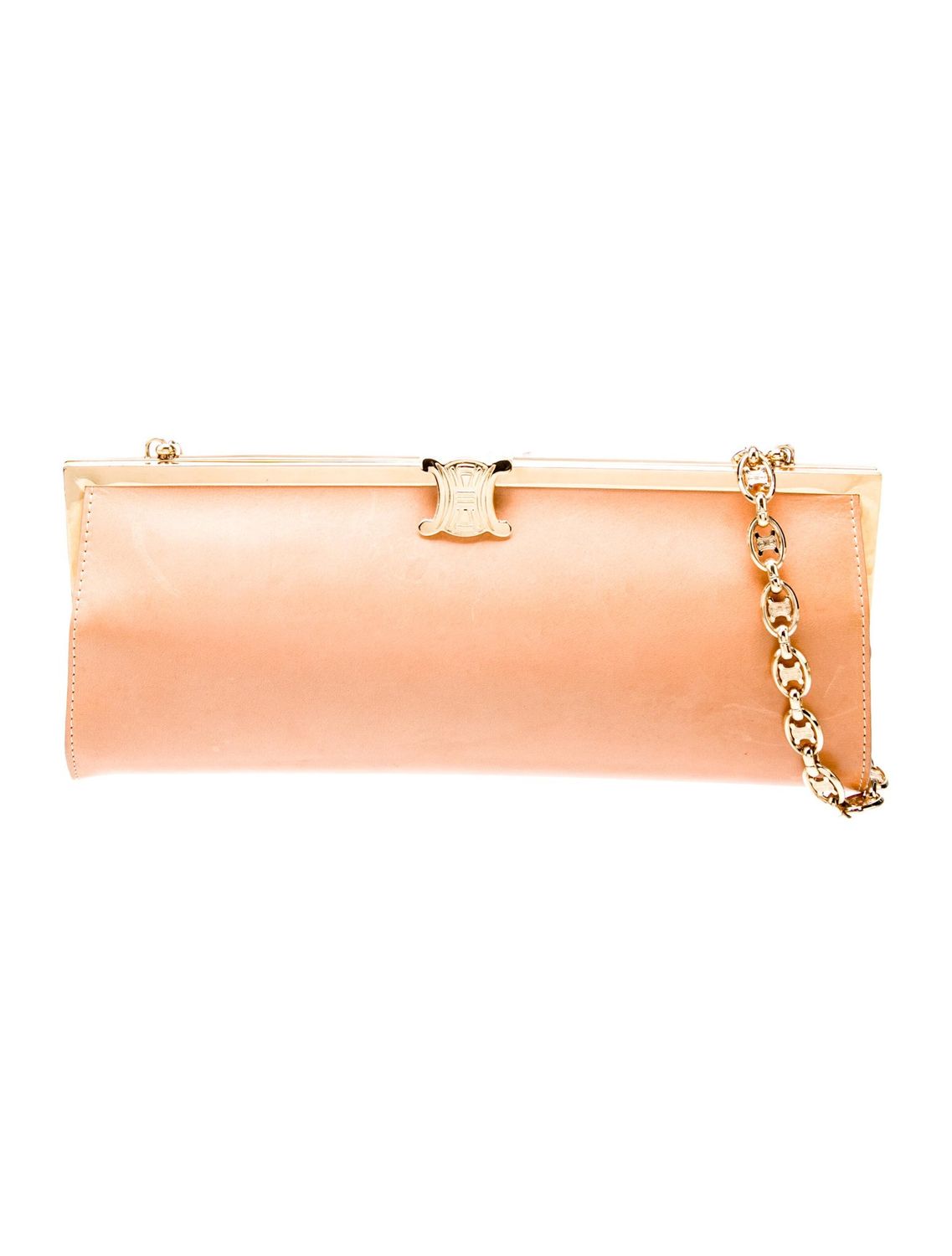 CELINE TRIOMPHE LEATHER GOLD FRAMED CHAIN BAG