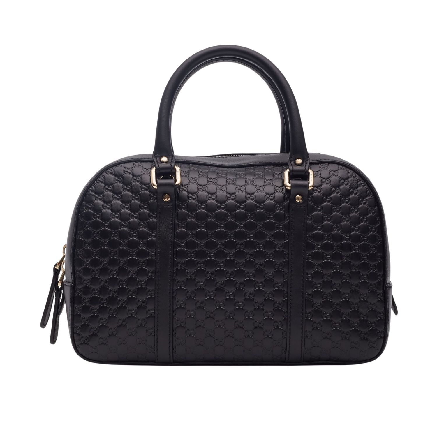GUCCI SOFT MICROGUCCISSIMA BLACK LEATHER SATCHEL BOSTON BAG