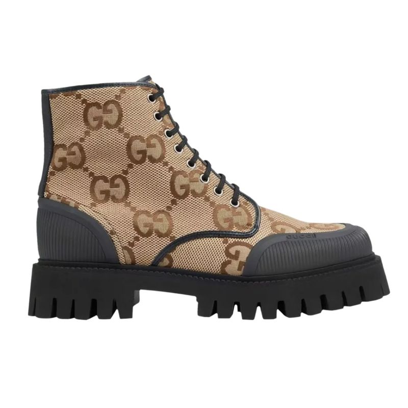 BOTTES À LACETS GUCCI MONOGRAM MAXI GG CAMEL (US 11)