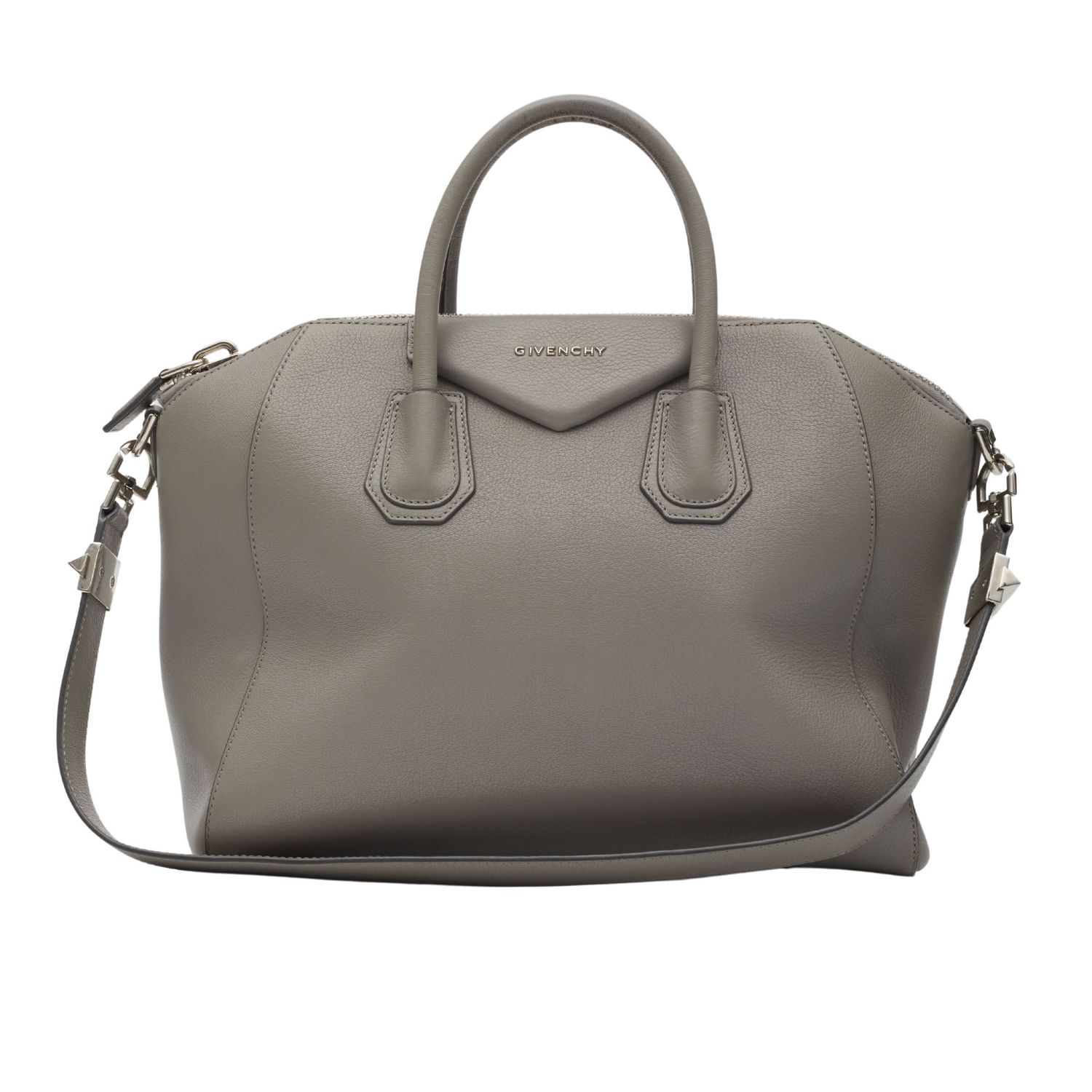 GIVENCHY PEARL GREY LEATHER ANTIGONA BAG MEDIUM