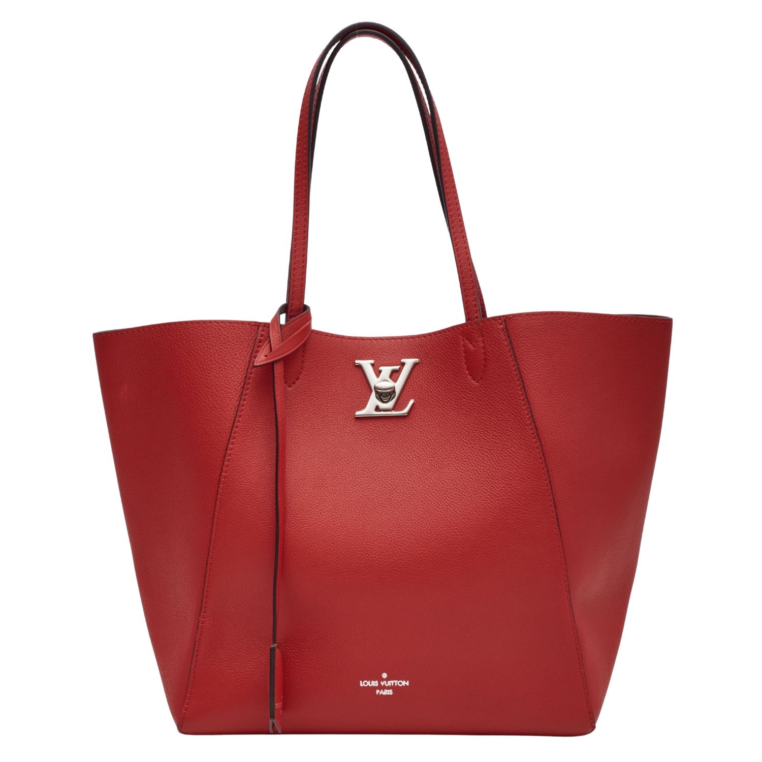 LOUIS VUITTON CALFSKIN RED LOCKME CABAS TOTE BAG