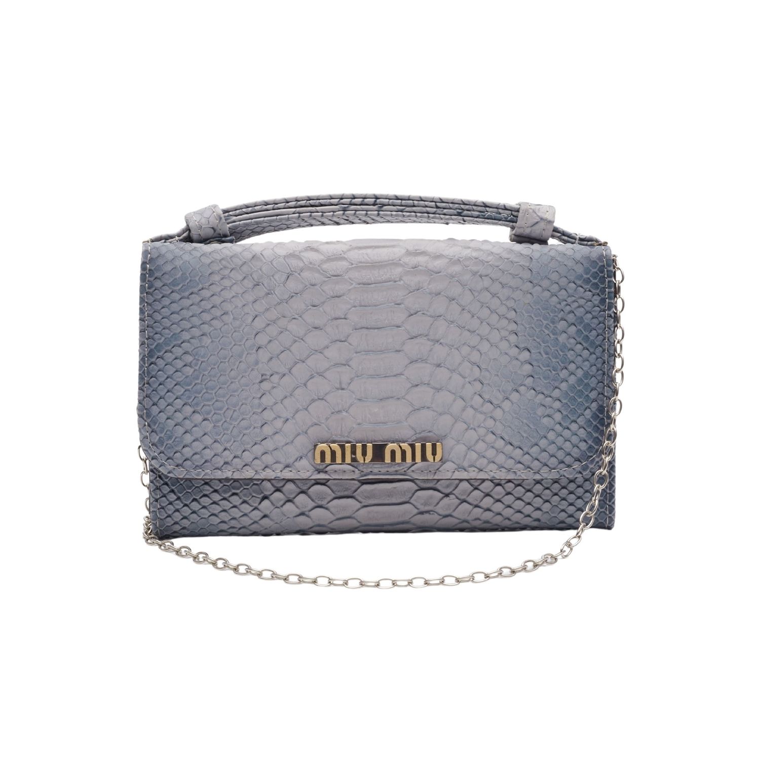 MIU MIU CROC EMBOSSED BLUE CLUTCH BAG VINTAGE AS IS