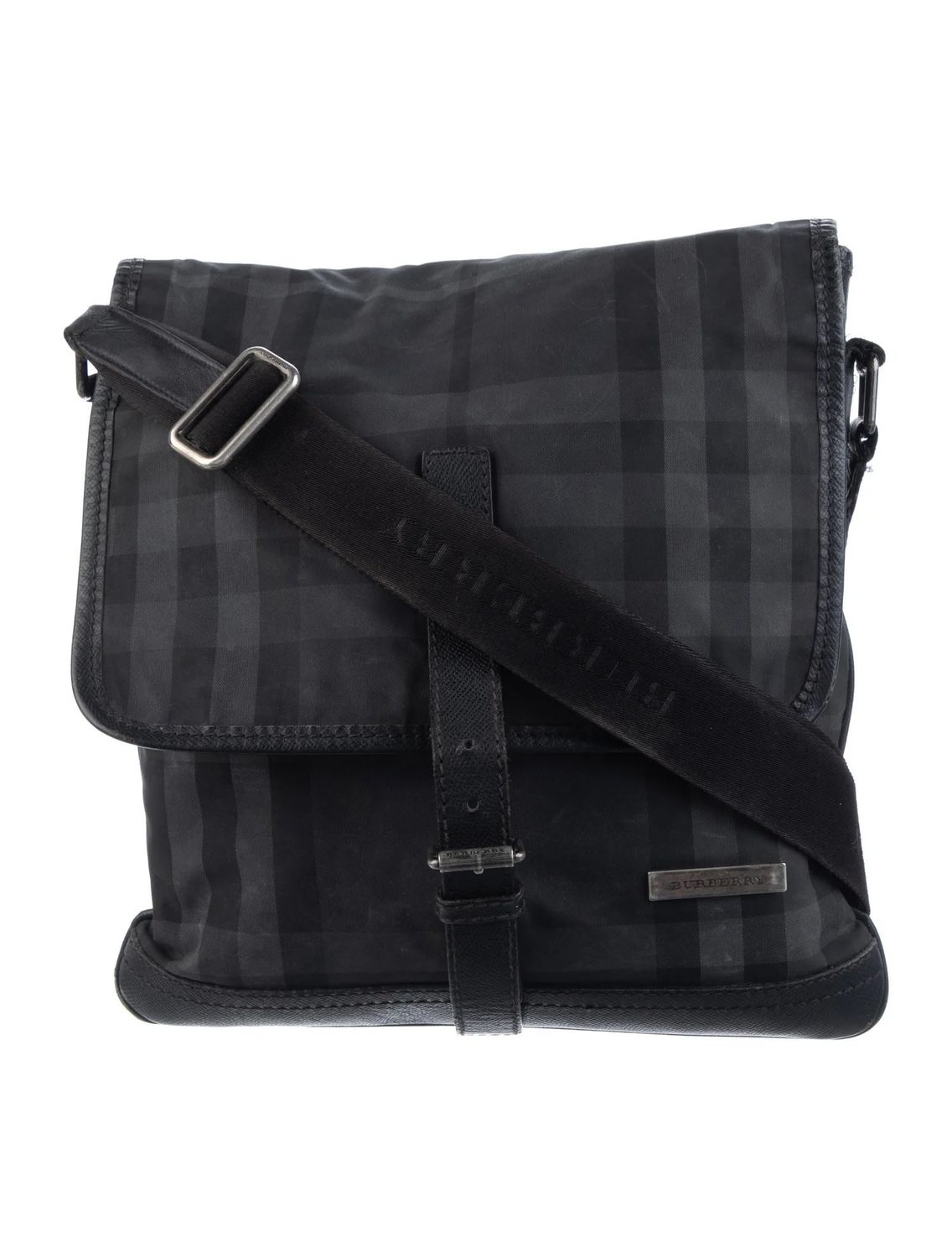 BURBERRY BLACK NOVA CHECK NYLON MESSENGER BAG