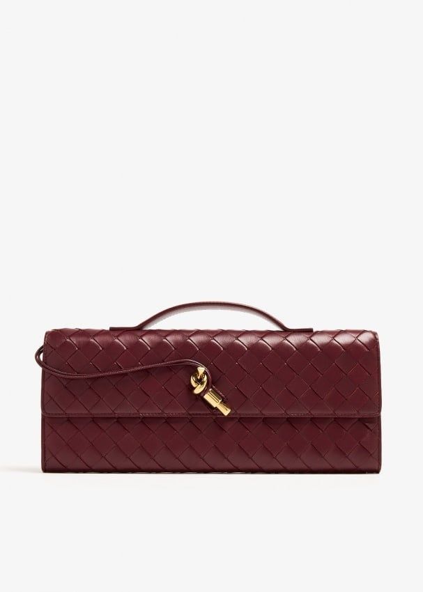 BOTTEGA VENETA BURGUNDY LEATHER ANDIAMO LONG CLUTCH BAG