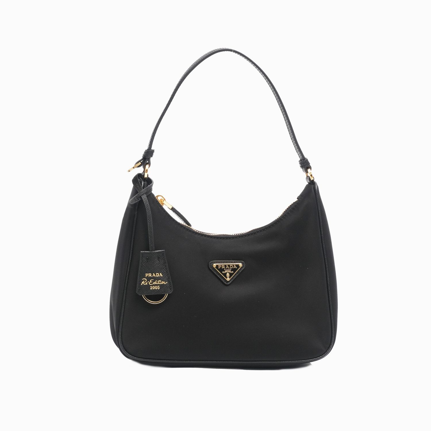 PRADA TESSUTO NYLON SAFFIANO MINI RE-EDITION BAG BLACK