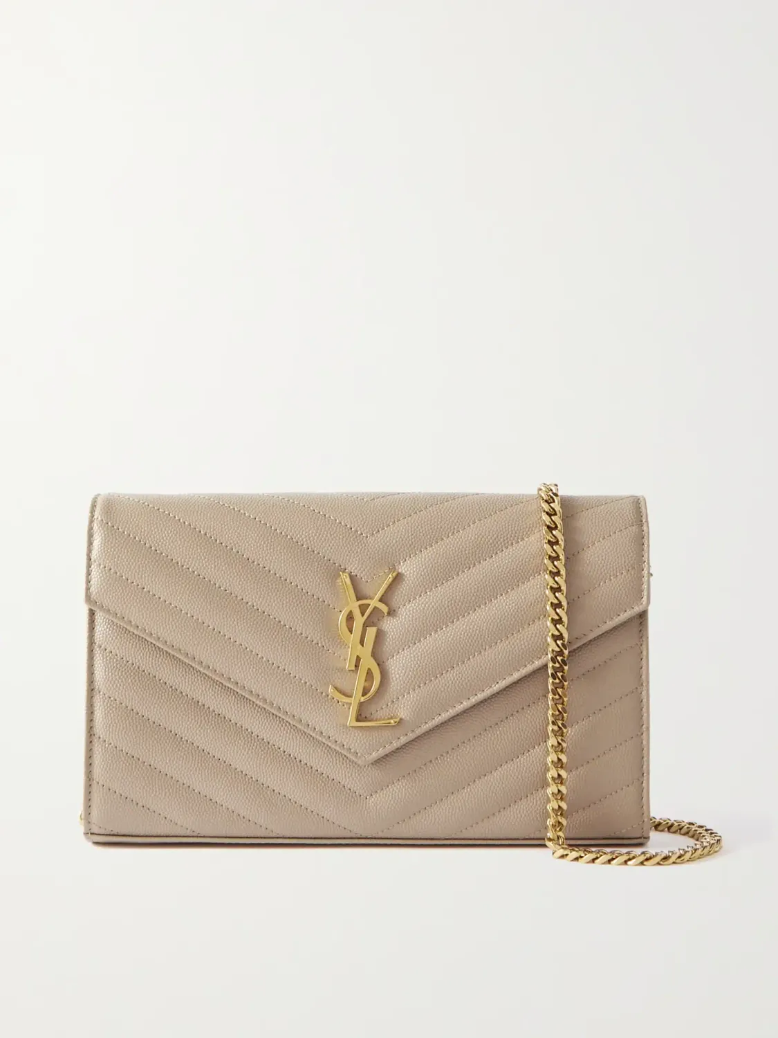 SAINT LAURENT GRAIN DE POUDRE BEIGE LEATHER CASSANDRE ENVELOPE