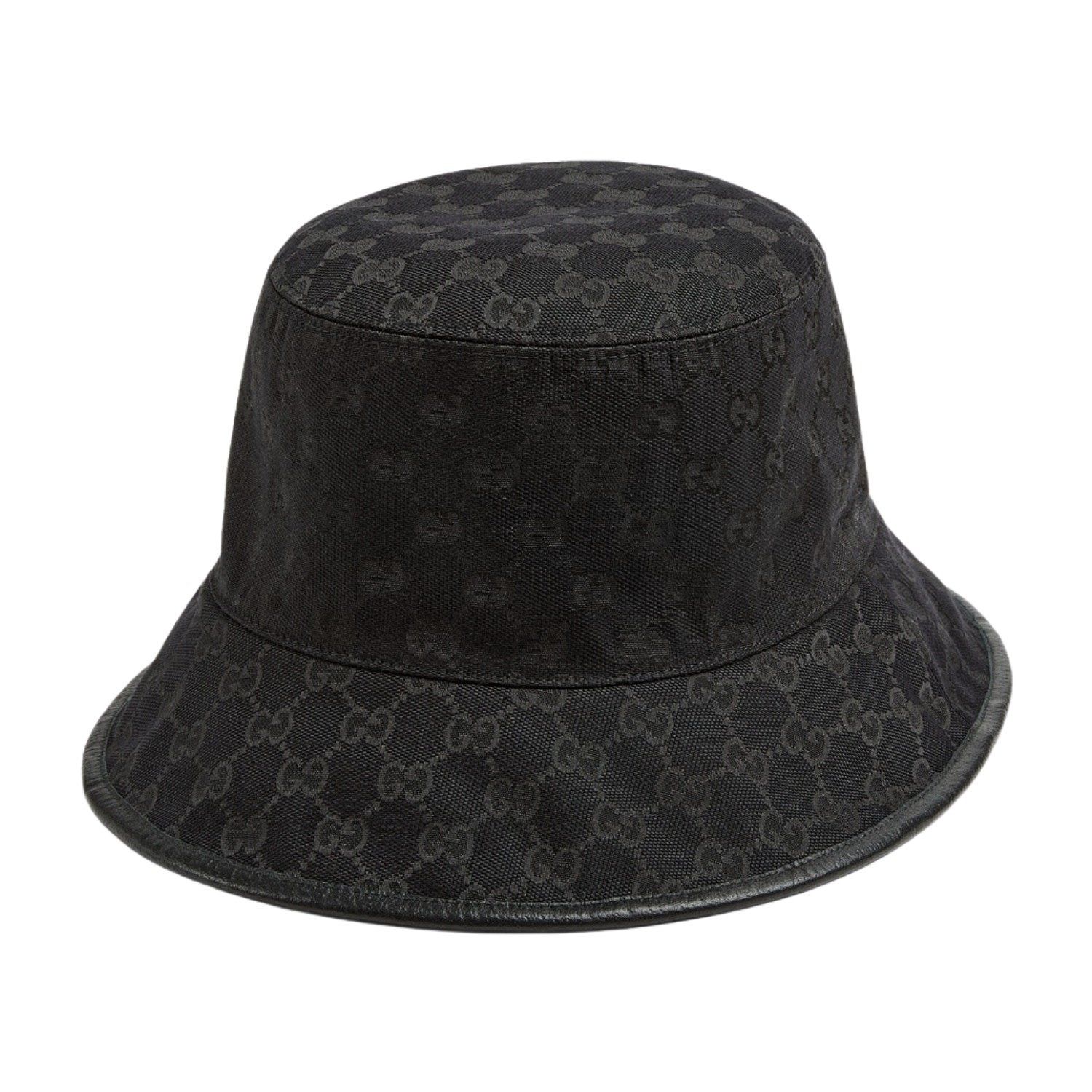 GUCCI MONOGRAM BLACK BUCKET HAT