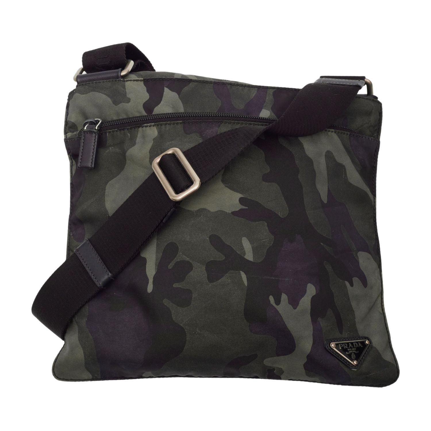 PRADA CAMOUFLAGE NYLON KHAKI MESSENGER BAG