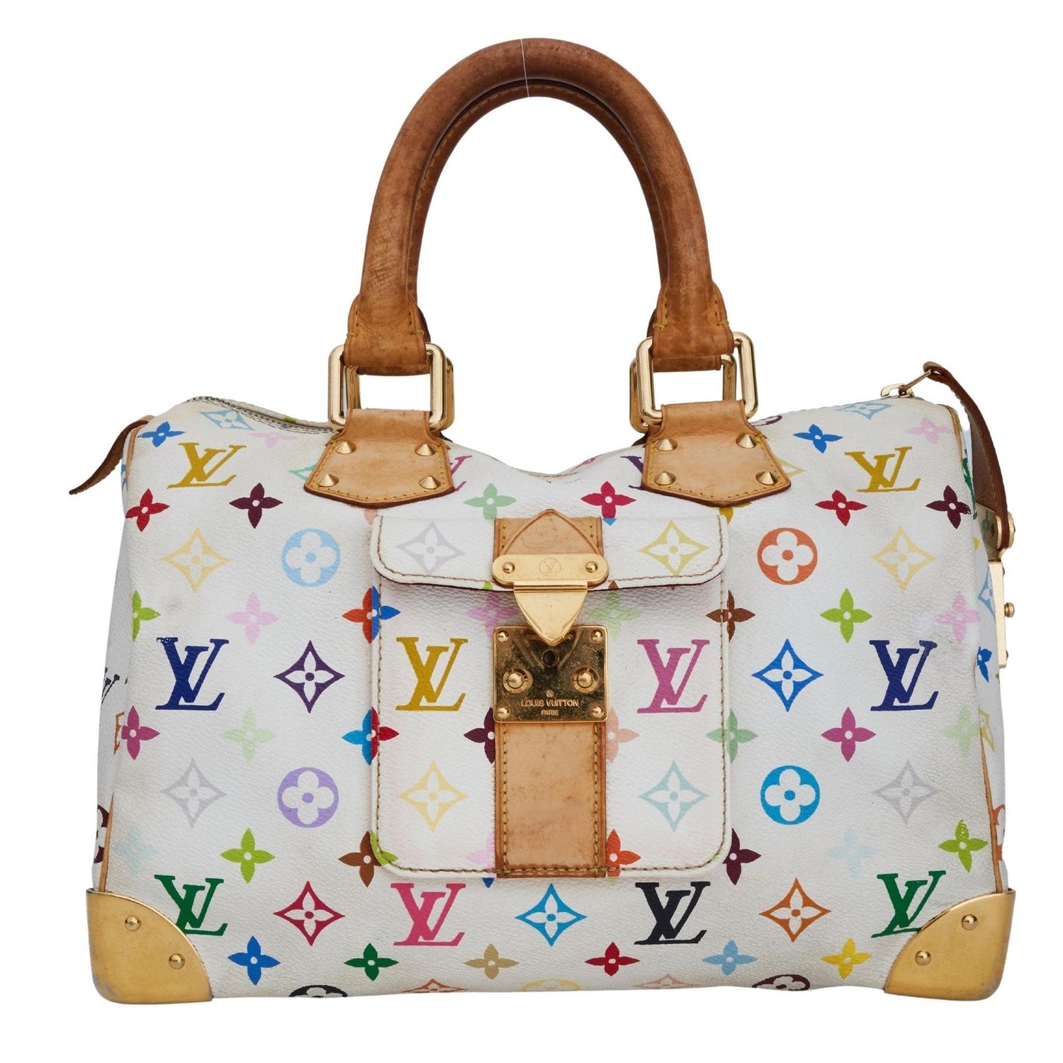 LOUIS VUITTON WHITE MULTICOLOR MONOGRAM SPEEDY 30