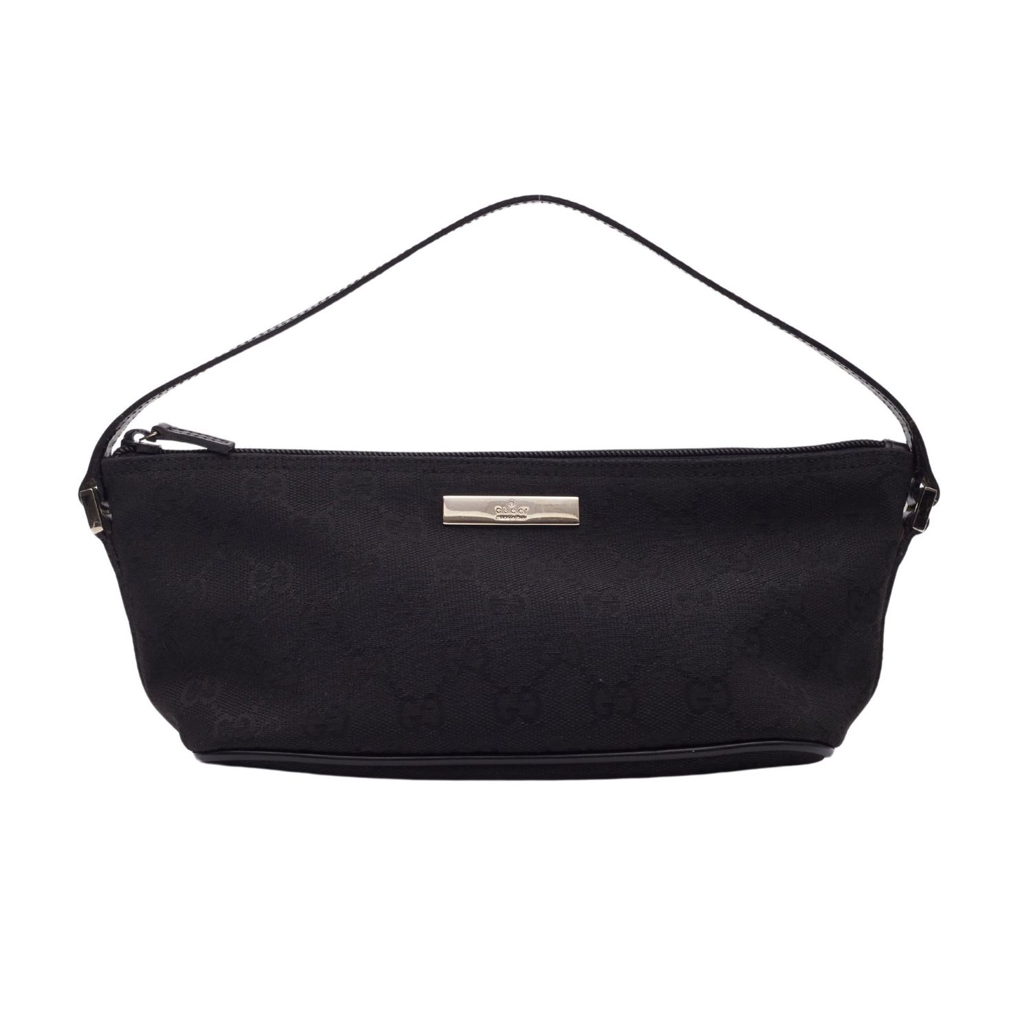 GUCCI MONOGRAM BLACK BOAT POCHETTE BAG