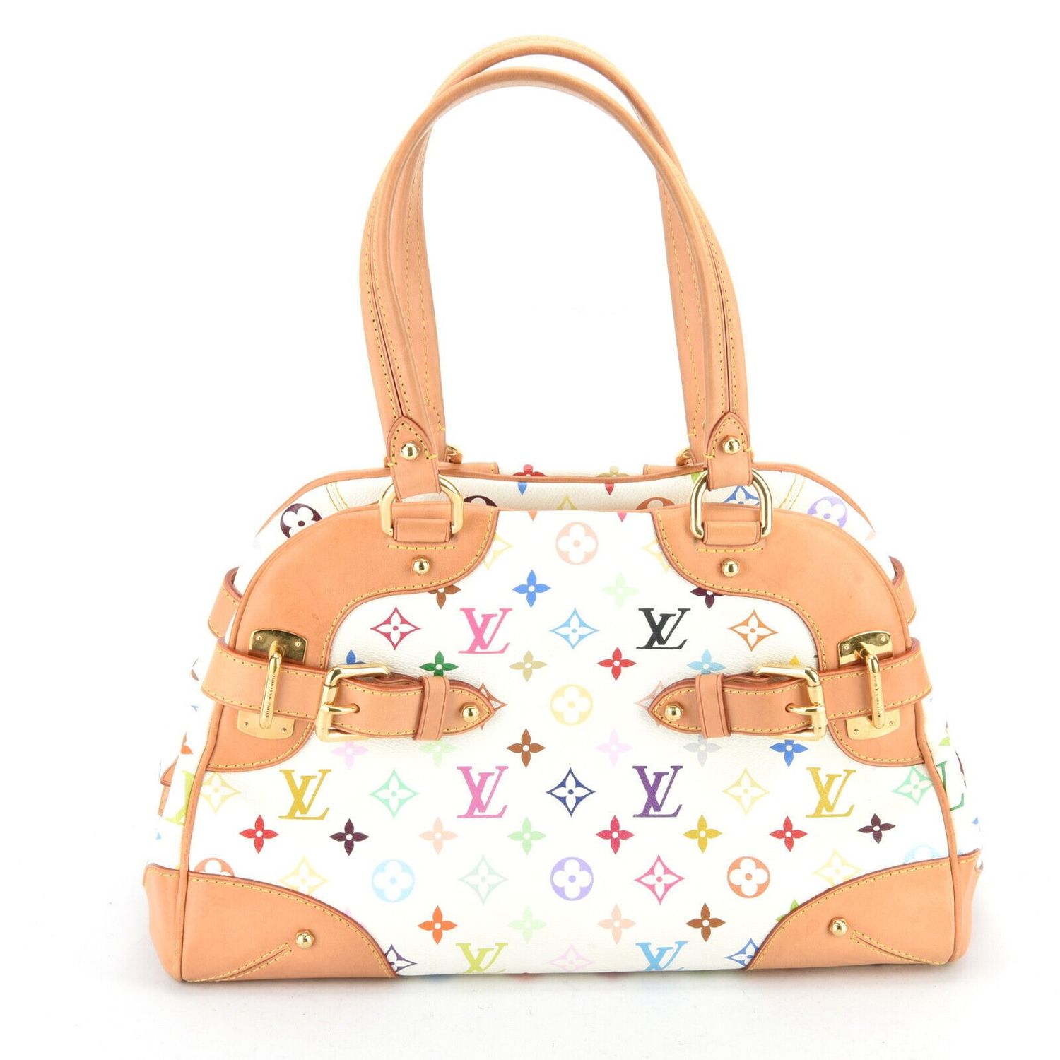 LOUIS VUITTON WHITE MULTICOLOR MONOGRAM TOP HANDLE CLAUDIA