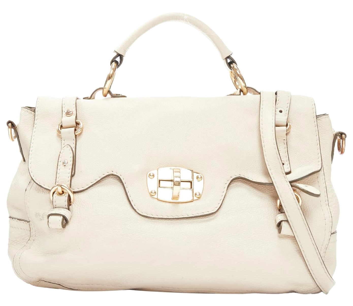 MIU MIU CREAM LEATHER SATCHEL