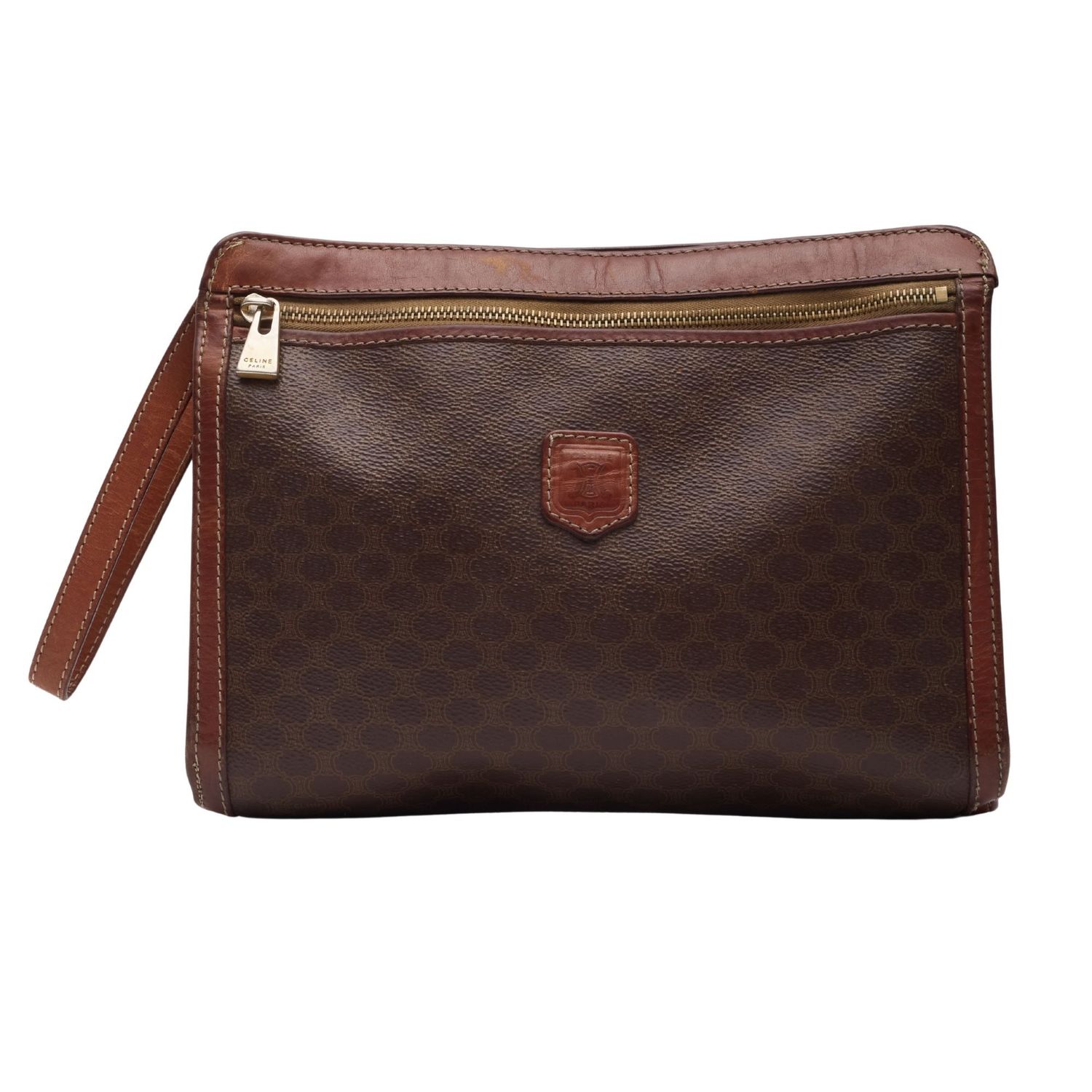 CELINE CANVAS MONOGRAM PORTFOLIO WRISTLET BAG