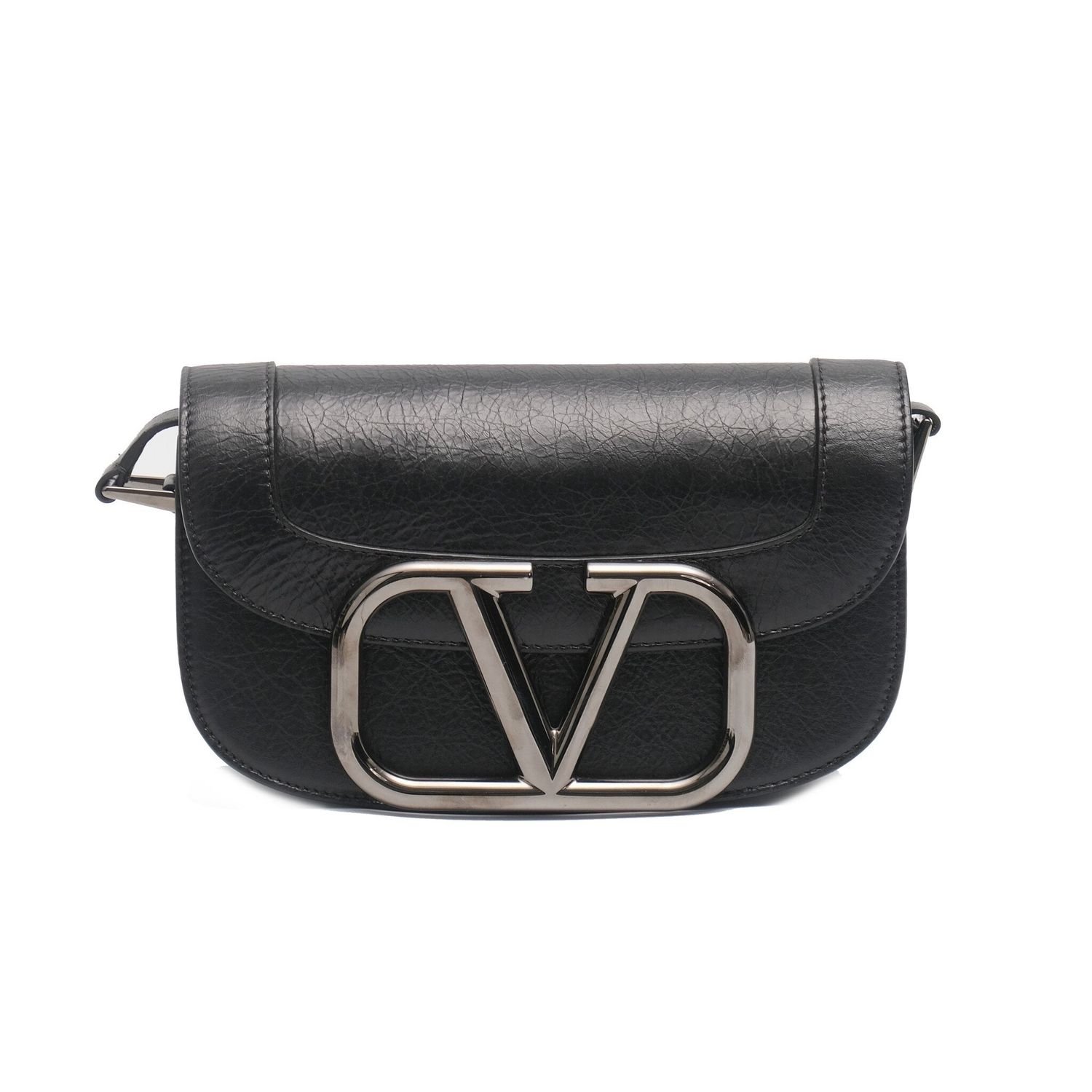 VALENTINO CALFSKIN SUPERVEE SHOULDER BAG BLACK