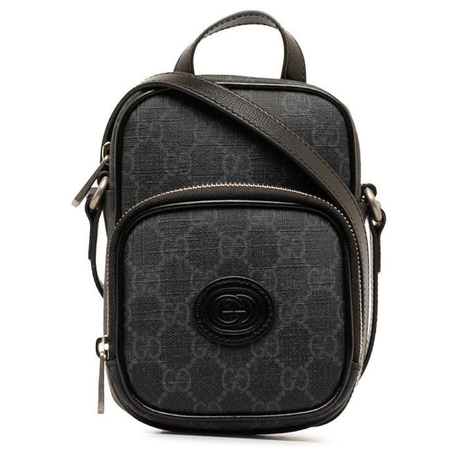 GUCCI GG SUPREME MONOGRAM RETRO SHOULDER BAG BLACK MINI