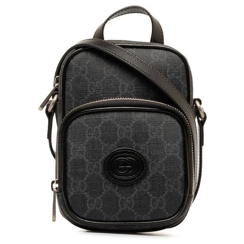 GUCCI GG SUPREME MONOGRAM RETRO SHOULDER BAG BLACK MINI