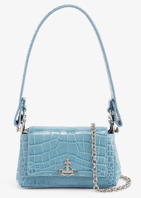 VIVIENNE WESTWOOD HAZEL TOP HANDLE BAG LIGHT BLUE CROC