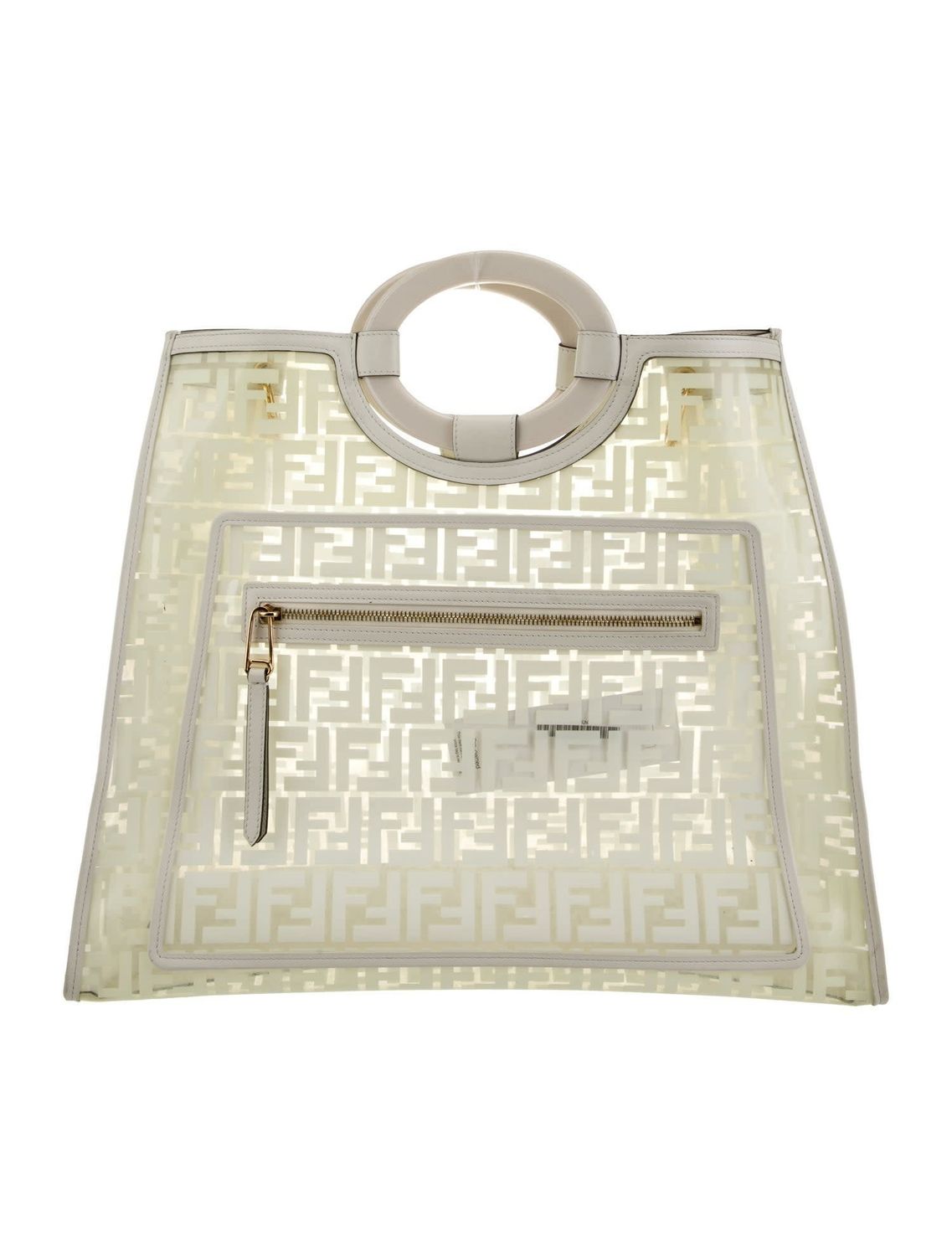 FENDI FF PVC CENTURY RUNAWAY SHOPPER TOTE MEDIUM WHITE
