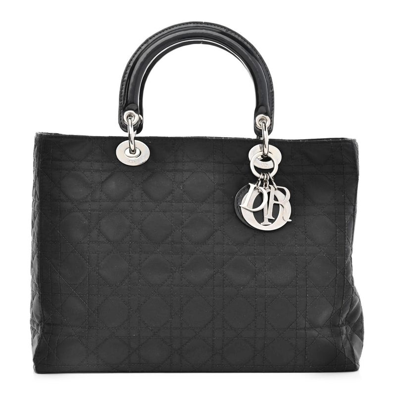 CHRISTIAN NYLON CANNAGE LADY DIOR   BLACK TOTE BAG