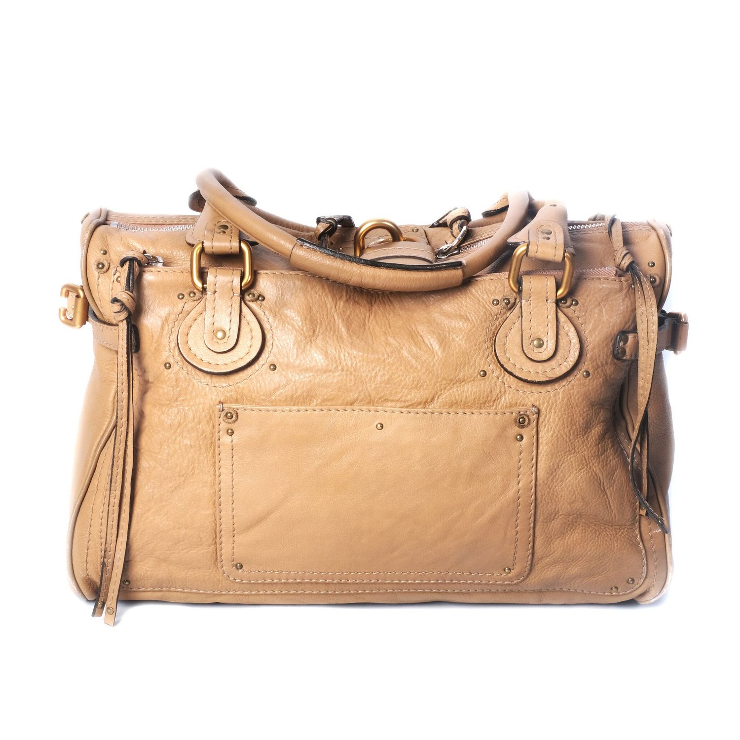 CHLOE BEIGE LEATHER LARGE PADDINGTON SA SACHEL  SHOULDER BAG