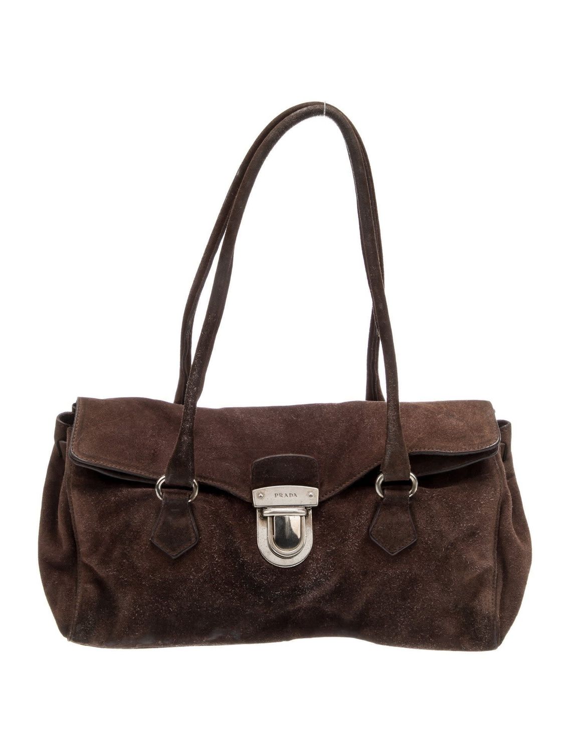 PRADA BROWN SUEDE EASY SHOULDER BAG