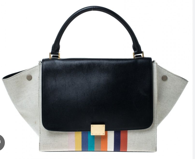 CELINE MULTICOLOR STRIPED CANVAS SMALL TRAPEZE AS IS NO STRAP