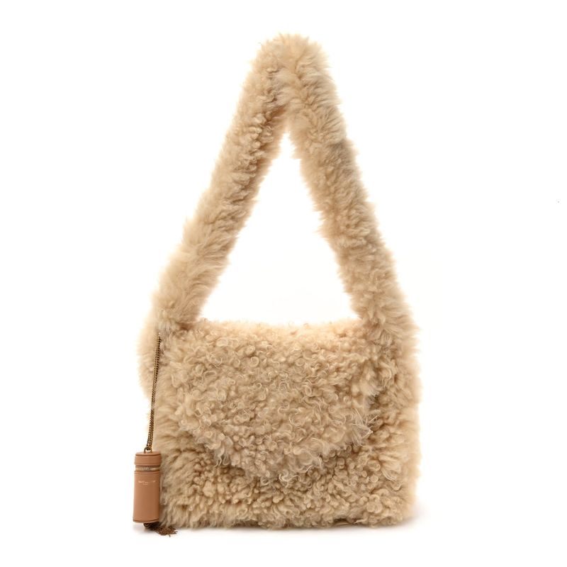 SAINT LAURENT NATURAL SHEARLING ENVELOPE SHOULDER BAG