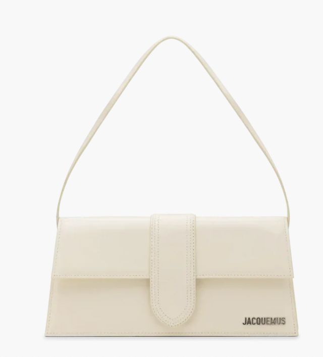 JACQUEMUS LE BAMBINO LONG CREAM PATENT LEATHER SILVER HARDWARE