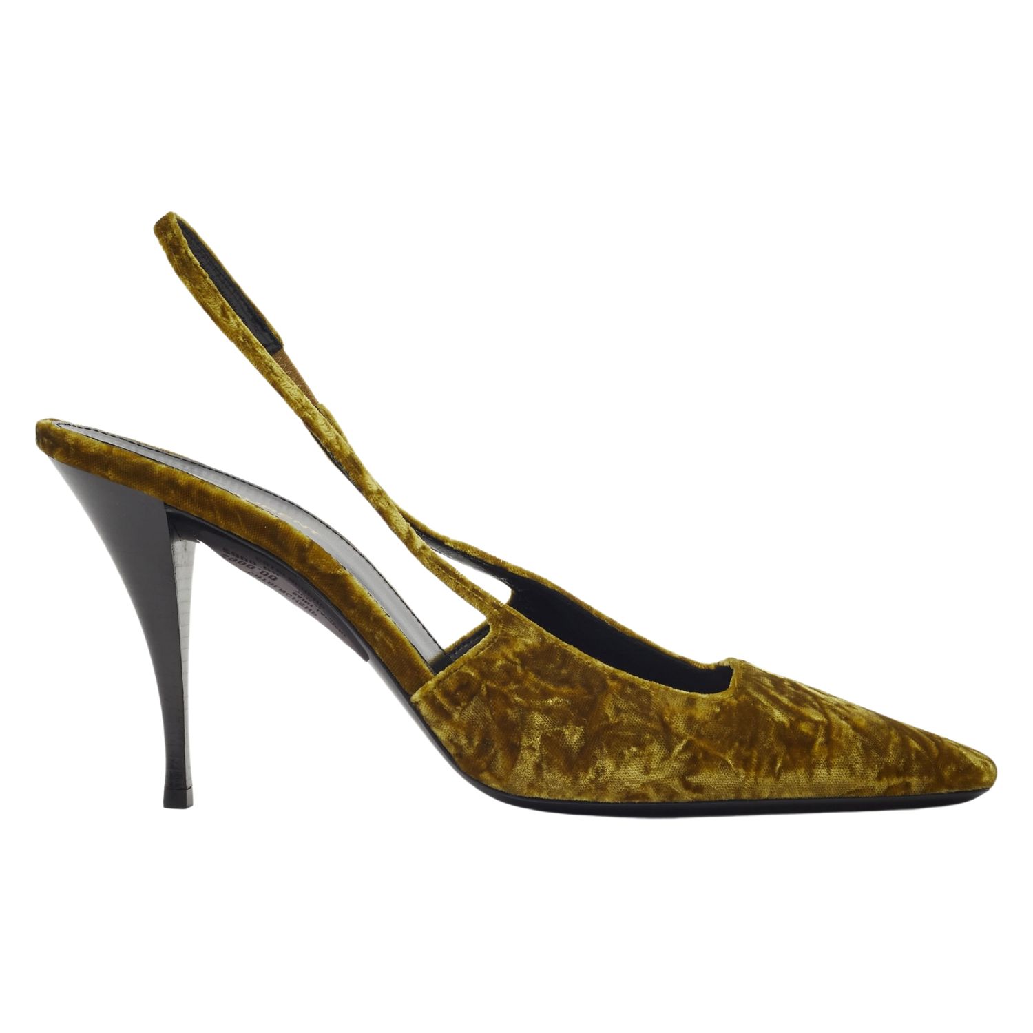 SAINT LAURENT VELVET TOM DREAM SLINGBACK HEELS MUSTARD YELLOW, Size: EU 38