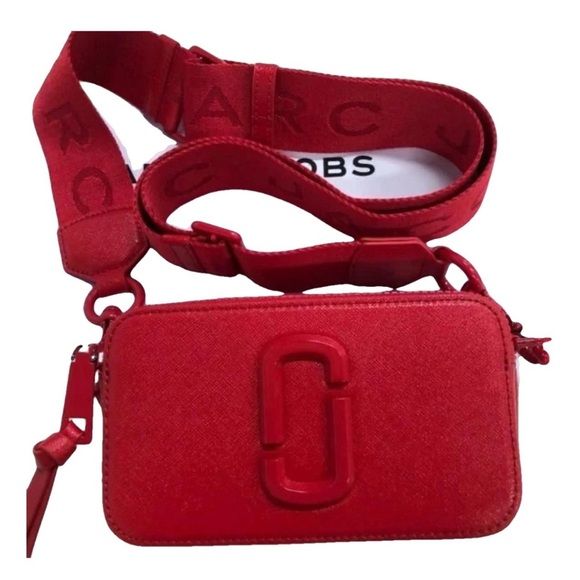 MARC JACOBS SNAPSHOT RED ON RED LEATHER SHOULDER BAG