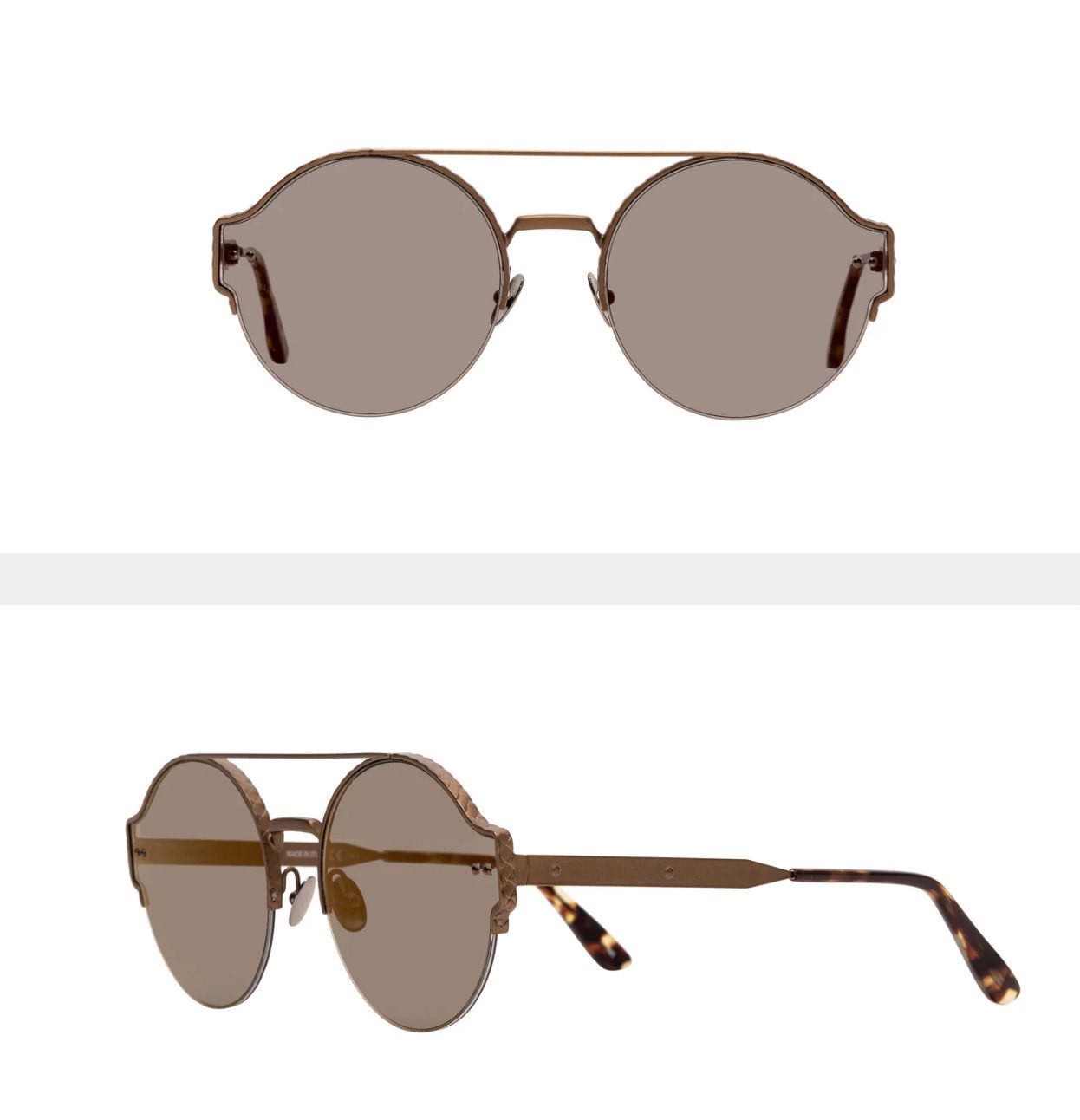 BOTTEGA VENETA  ROUND BROWN AVIATOR SUNGLASSES BV0013S