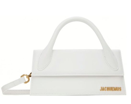 JACQUEMUS LE CHIQUITO LONG BOUCLE TOP HANDLE SHOULDER BAG WHITE