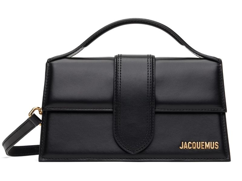 JACQUEMUS LE GRAND BAMBINO BLACK LEATHER CONTRAST SHOULDER BAG