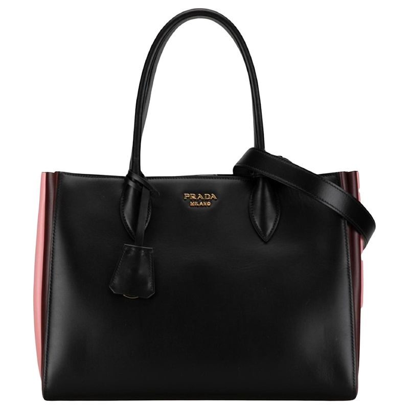 PRADA BIBLIOTHEQUE BAG MULTI COLOR BLACK WITH BORDEAUX AND GREY