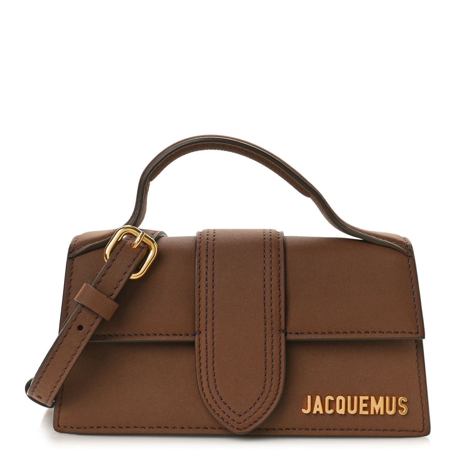JACQUEMUS BROWN SUEDE LE BAMBINO CLUTCH BAG