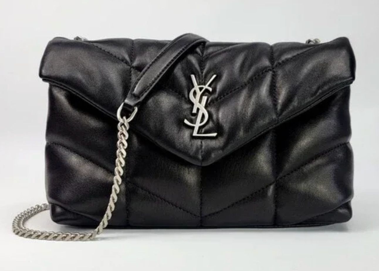 SAINT LAURENT BLACK TOY LOULOU PUFFER SHOULDER BAG
