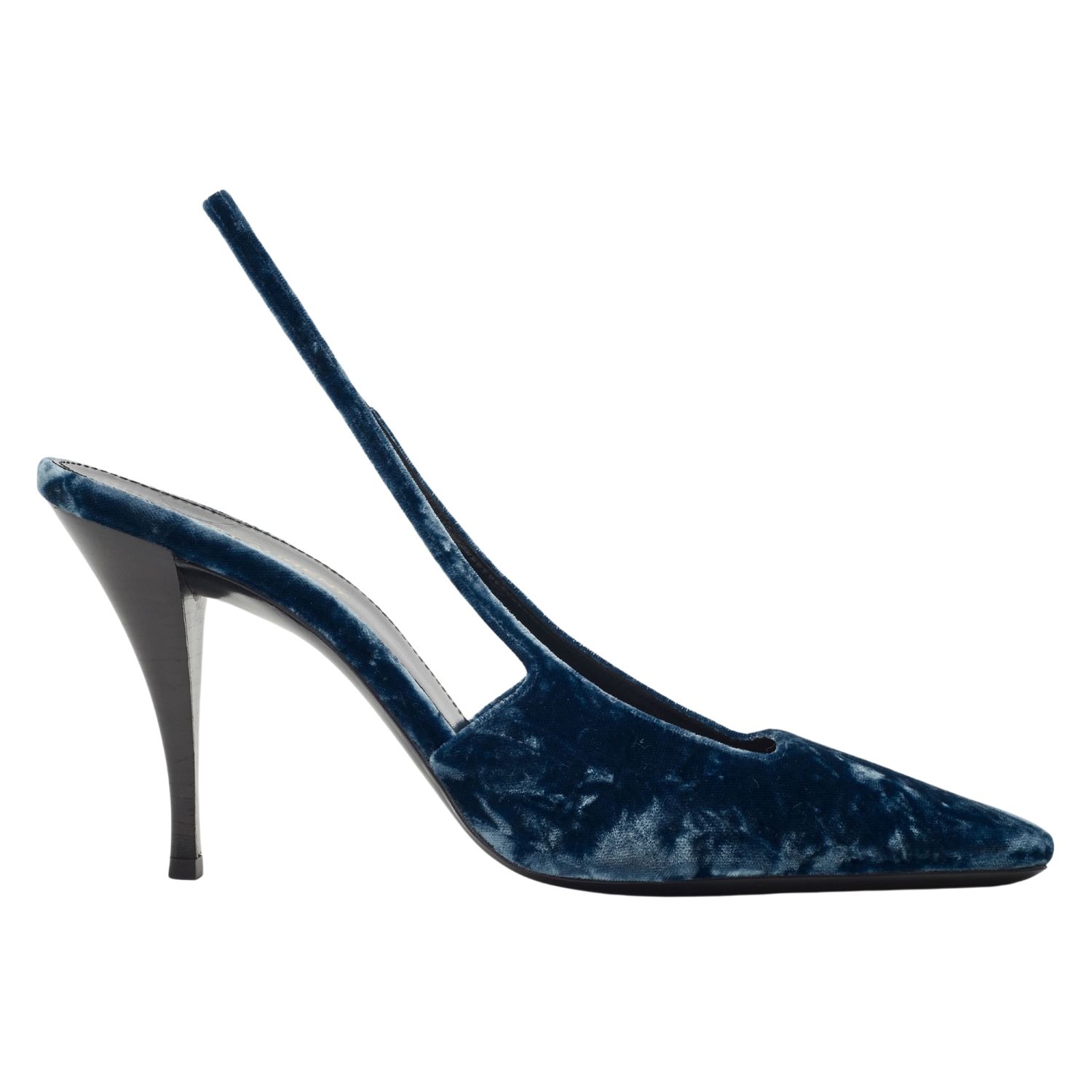 SAINT LAURENT VELVET TOM DREAM SLINGBACK HEELS BLUE, Size: EU 38.5