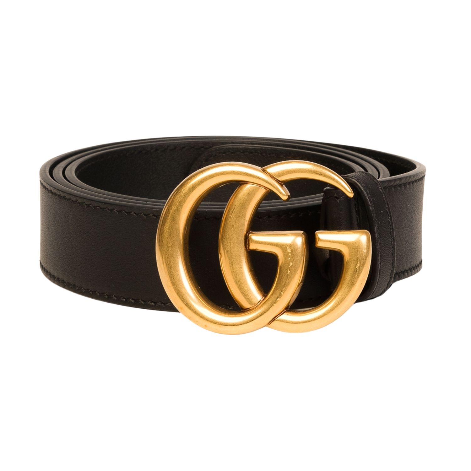 GUCCI CALFSKIN BLACK MARMONT GG 60mm BELT, Size: 75/30