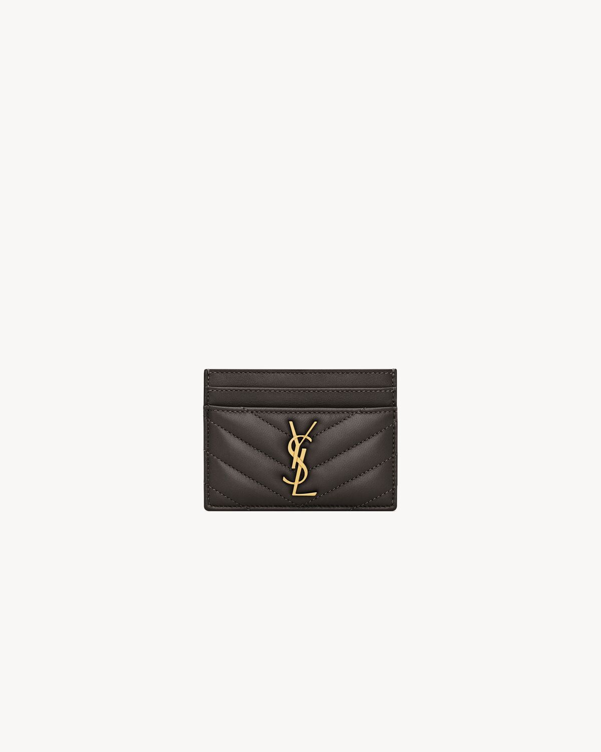 SAINT LAURENT CASSANDRE CARD HOLDER LAMBSKIN BLACK AND GOLD