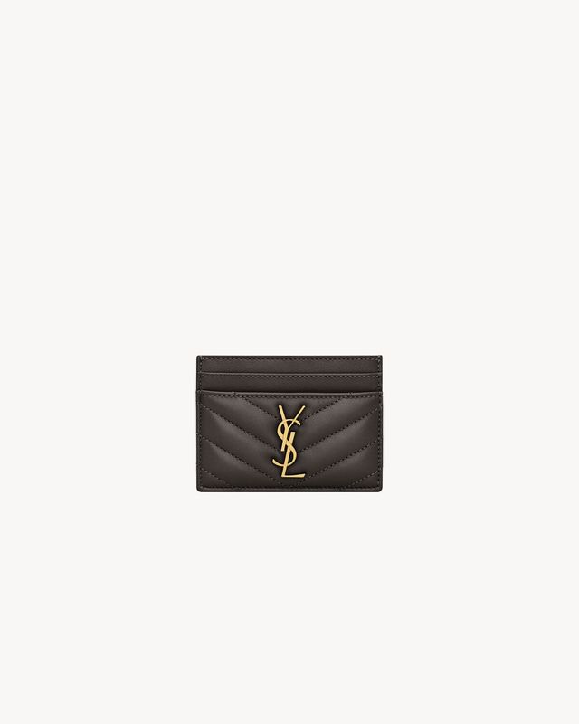 SAINT LAURENT CASSANDRE CARD HOLDER LAMBSKIN BLACK AND GOLD