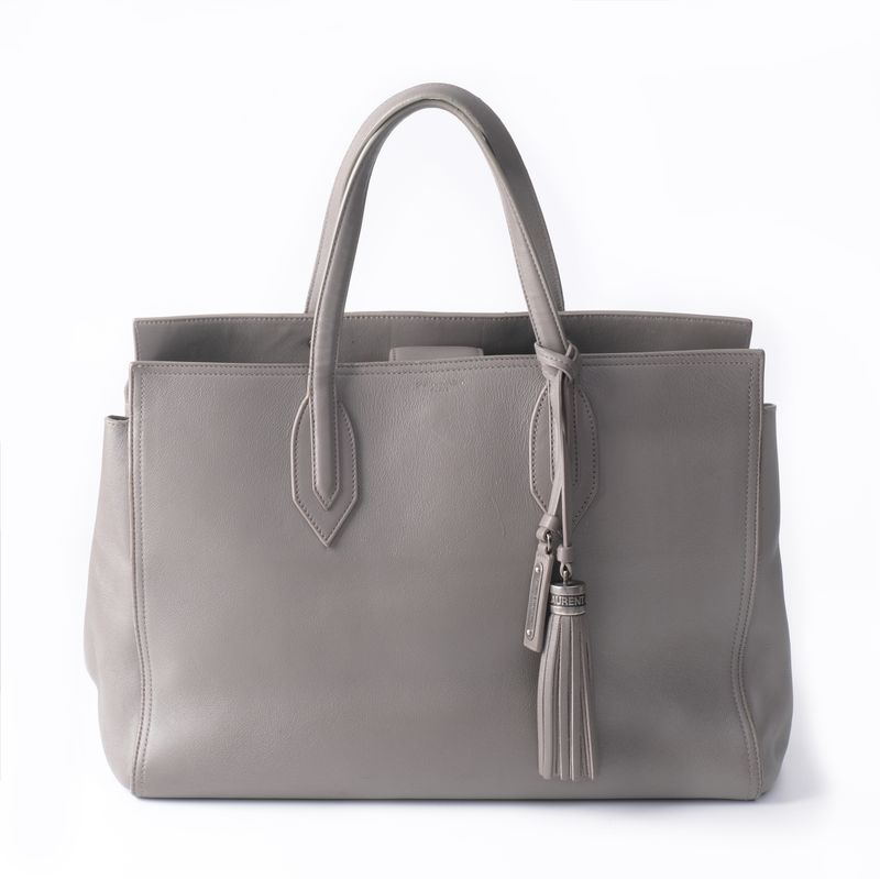 SAINT LAURENT AMBER MEDIUM CALVSKIN GREY LEATHER TOTE